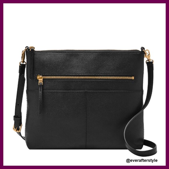 Genuine Leather Crossbody Bag Structured Classic Vintage Details Adjustable